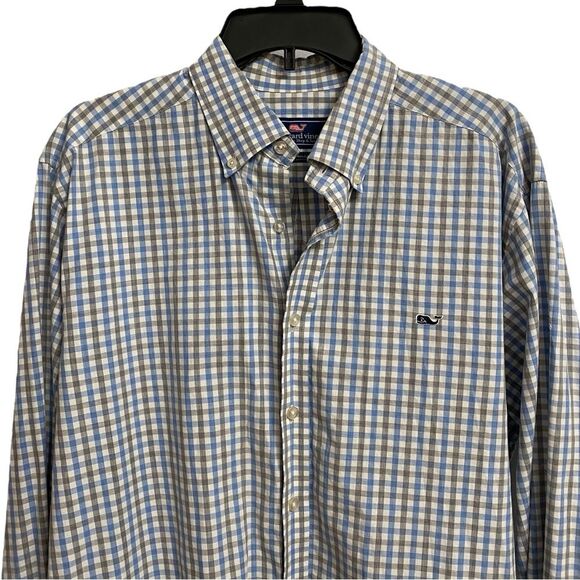 Vineyard Vines Slim Fit Whale Shirt Men's Sz XL Button Down Plaid Cotton Preppy - Picture 2 of 16